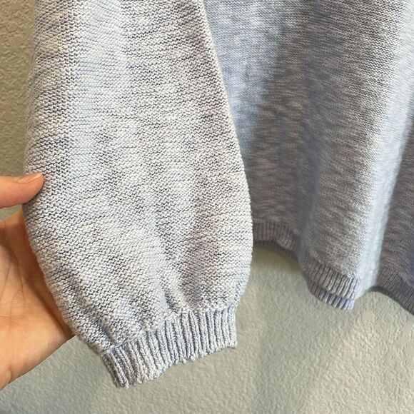 J. Jill Heathered Blue 100% Cotton Crew Neck Sweater Size Large - Picture 3 of 7